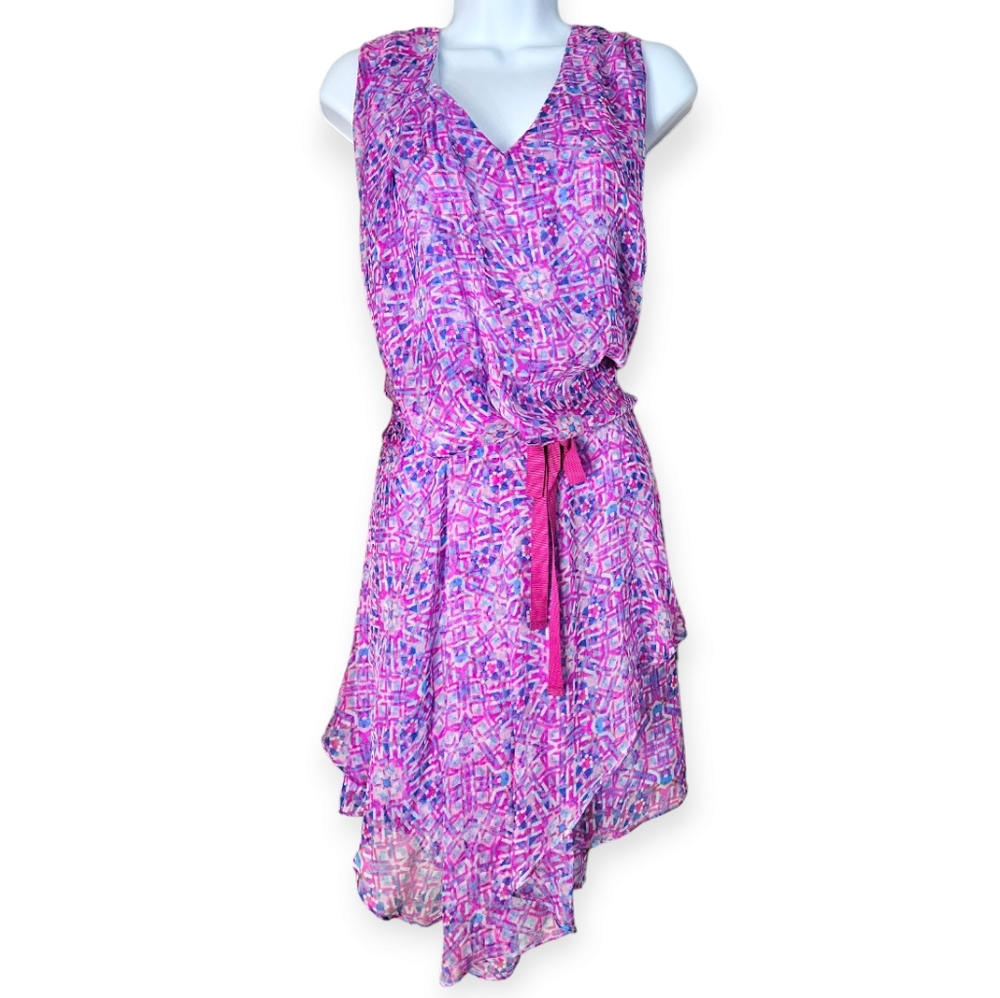 NWT Sundance purple pink silk blouson mini dress Womens 16